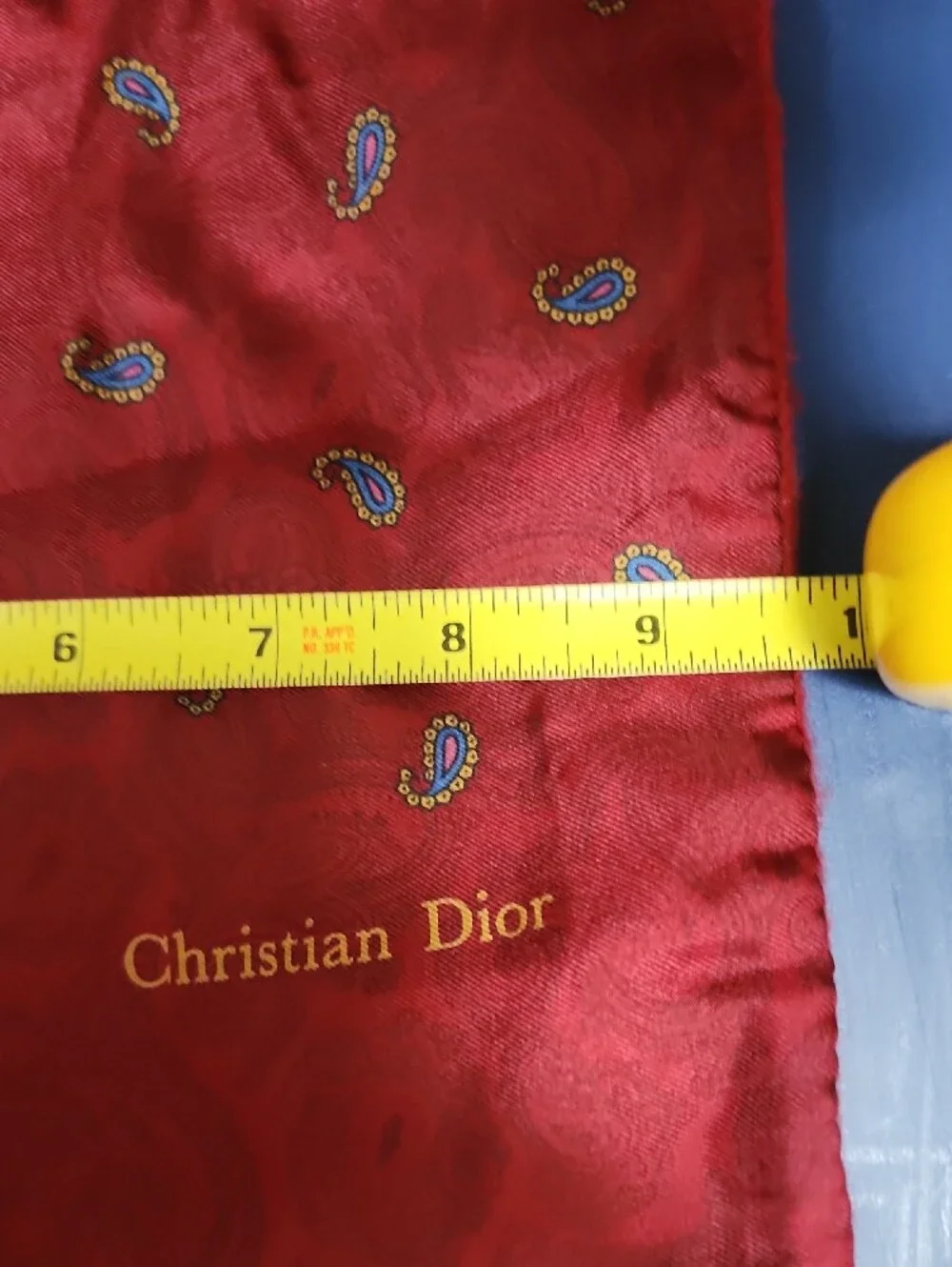 Vintage Christian Dior Authenticated Red Paisley Silk & Wool Scarf